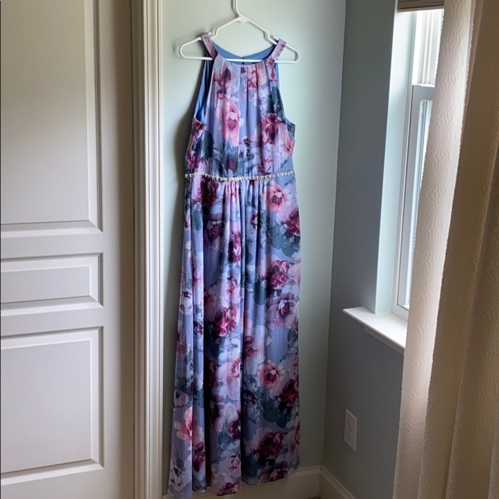 Grecian style floral gown
